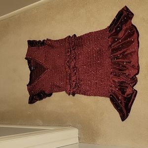 Aqua red velour dress, size L